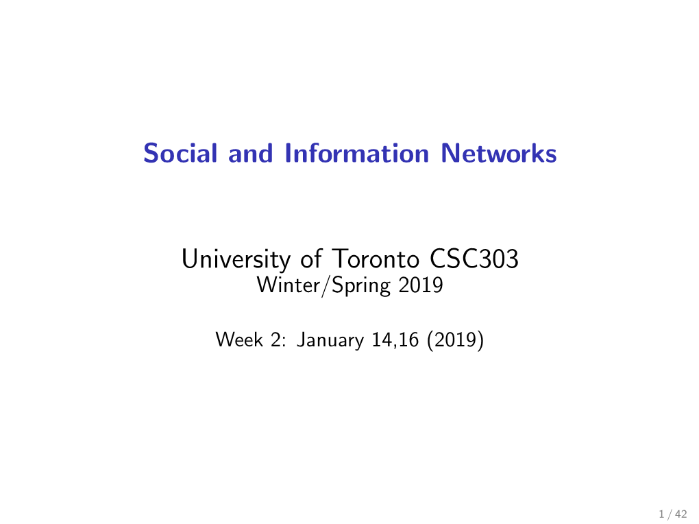 Social and Information Networks