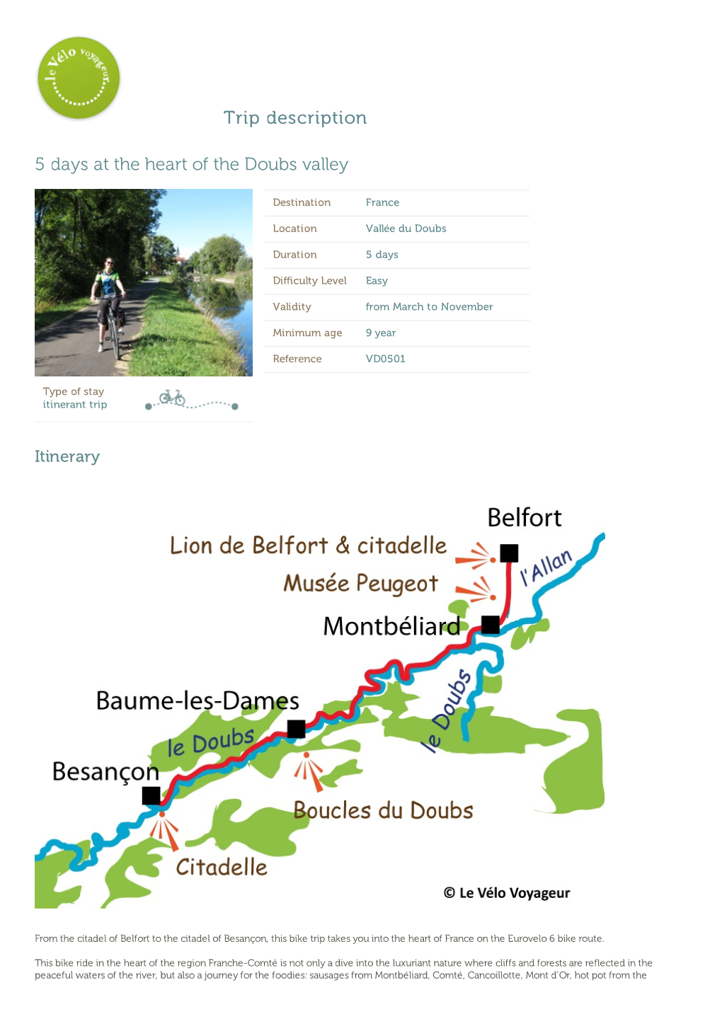 Trip Description 5 Days at the Heart of the Doubs Valley