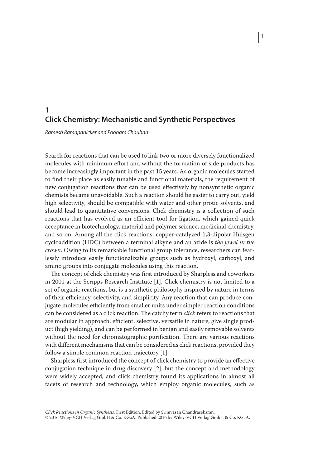 1 Click Chemistry: Mechanistic and Synthetic Perspectives