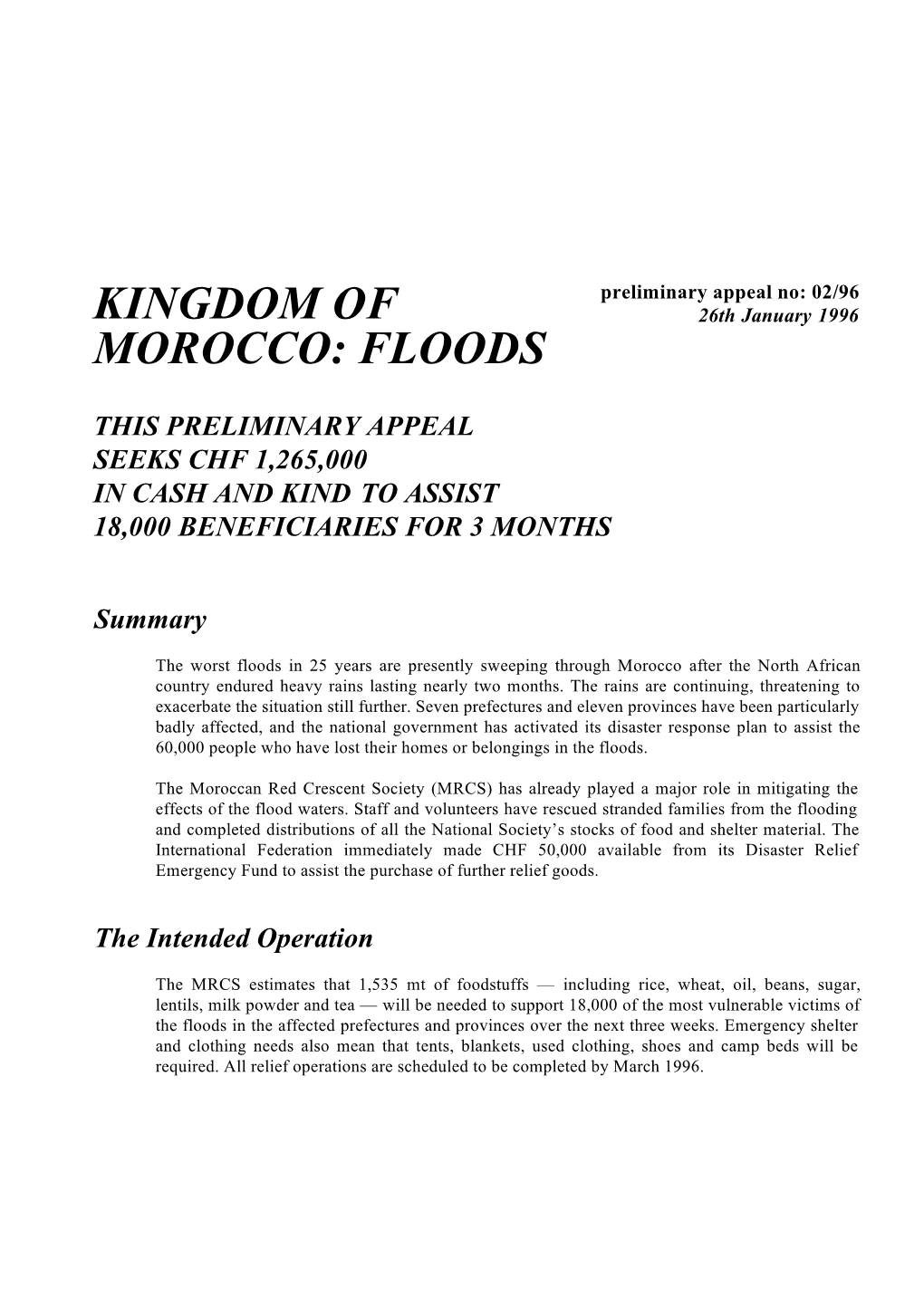 Kingdom of Morocco Floods