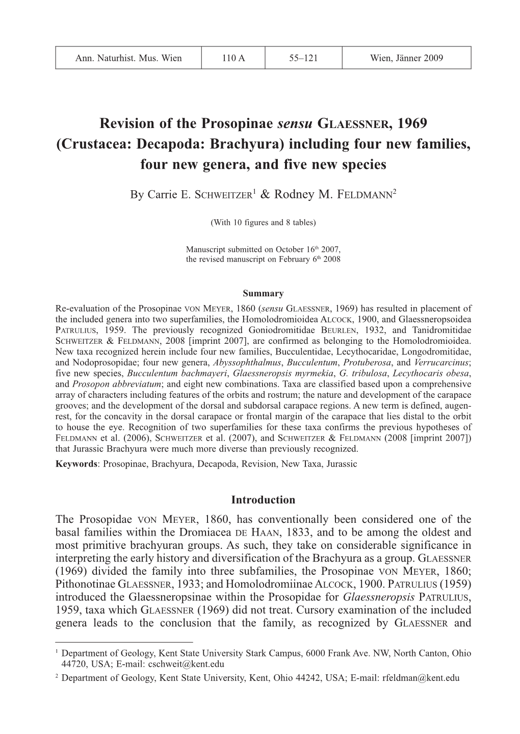 Crustacea: Decapoda: Brachyura) Including Four New Families, Four New Genera, and Five New Species