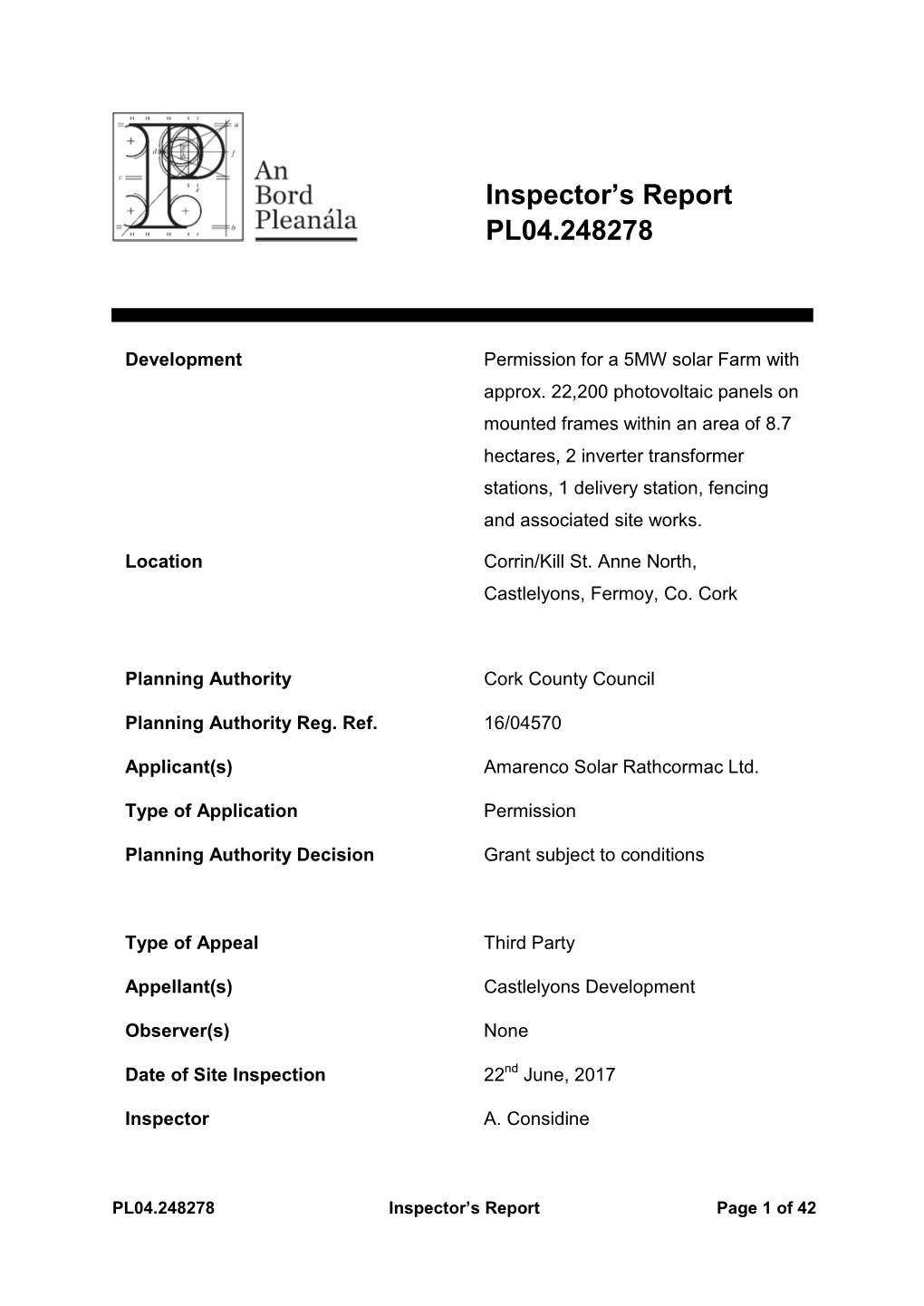 Report Template Normal Planning Appeal