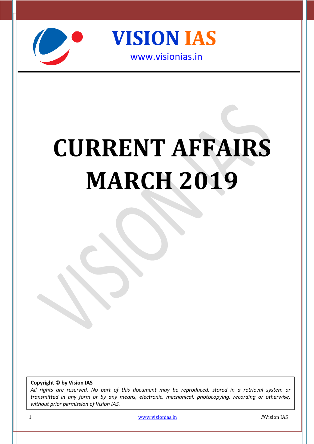 Current Affairs March 2019