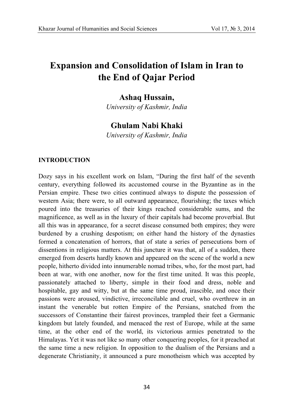 Expansion and Consolidation of Islam in Iran to the End of Qajar Period