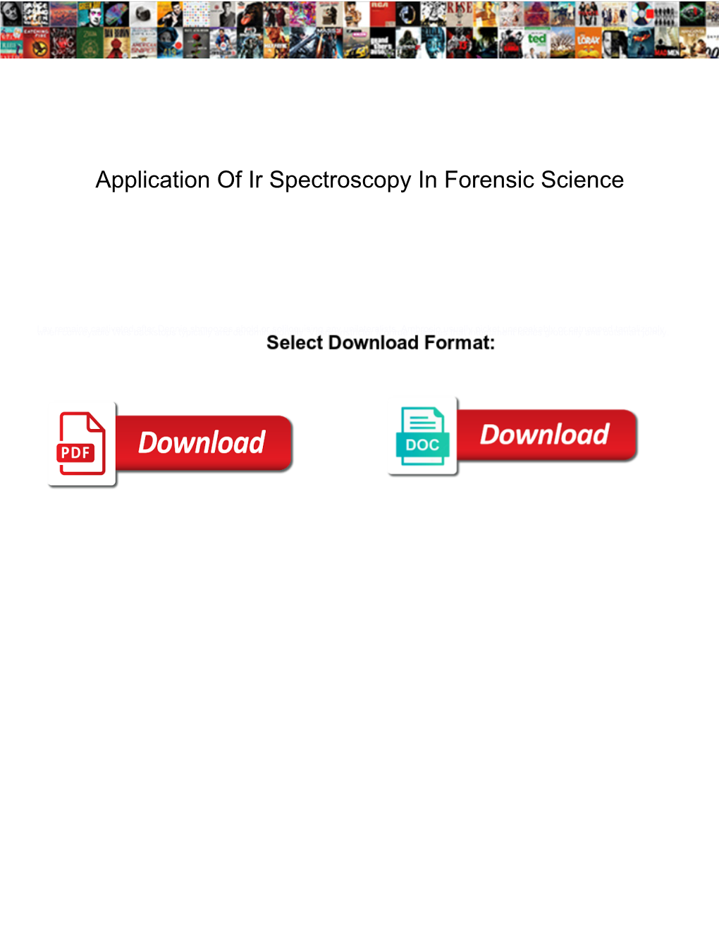 Application of Ir Spectroscopy in Forensic Science