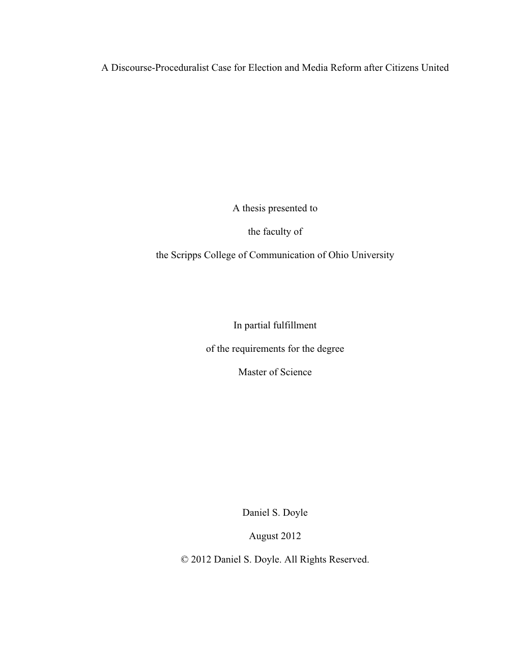 A Discourse-Proceduralist Case for Election and Media Reform After Citizens United