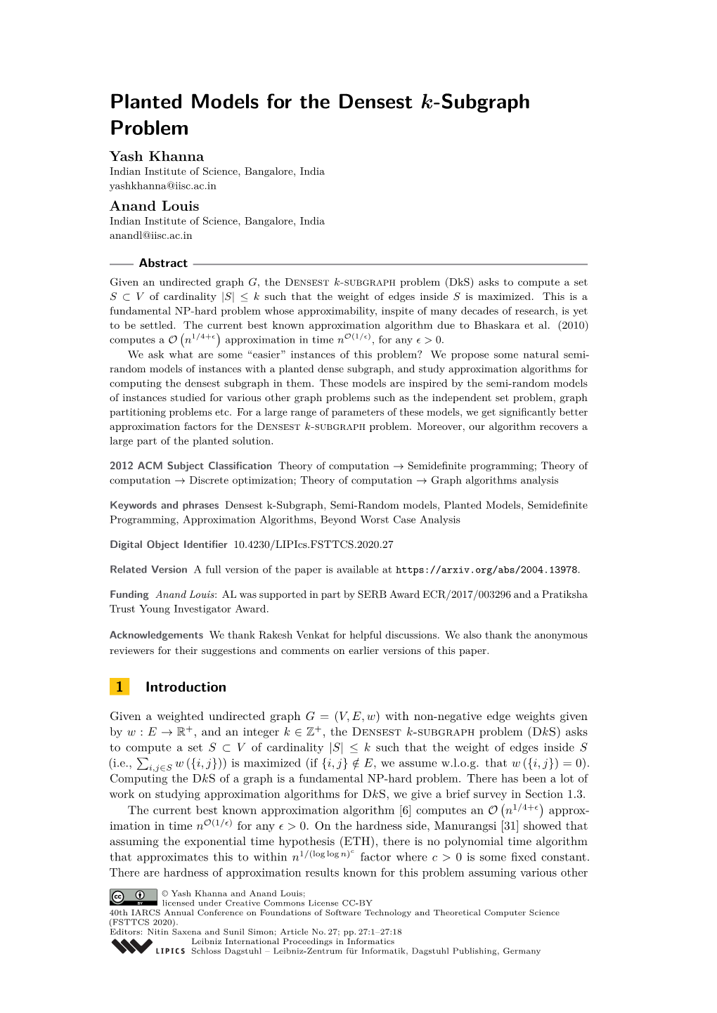 Planted Models for the Densest K-Subgraph Problem