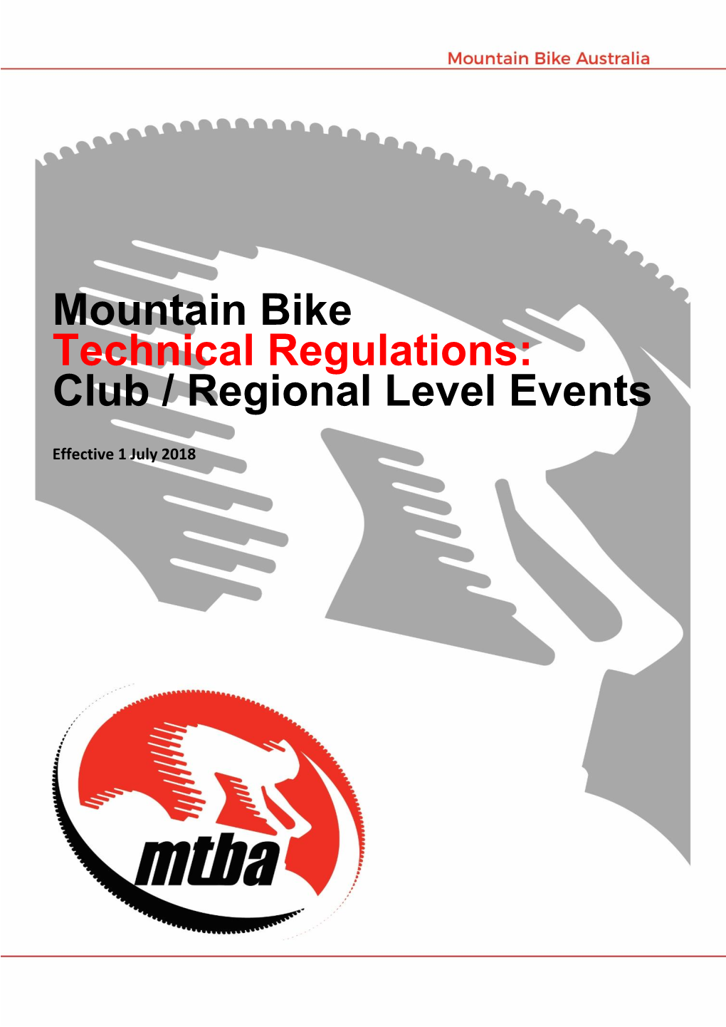 Mountain Bike Technical Regulations: Club / Regional Level Events