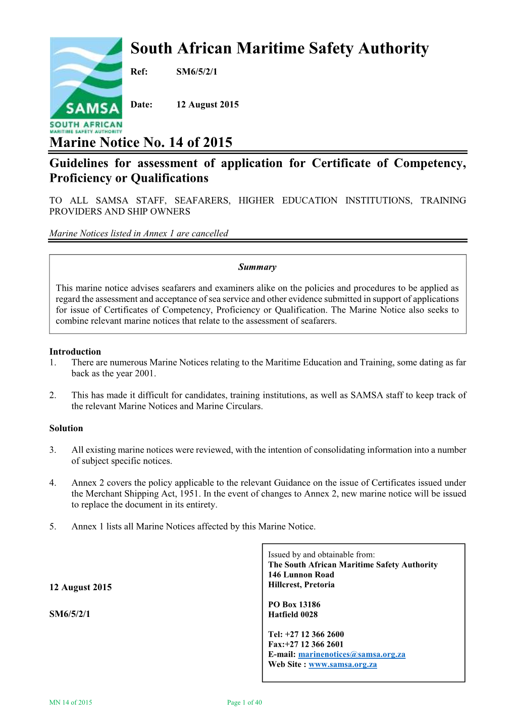 Certificate of Competency Guide