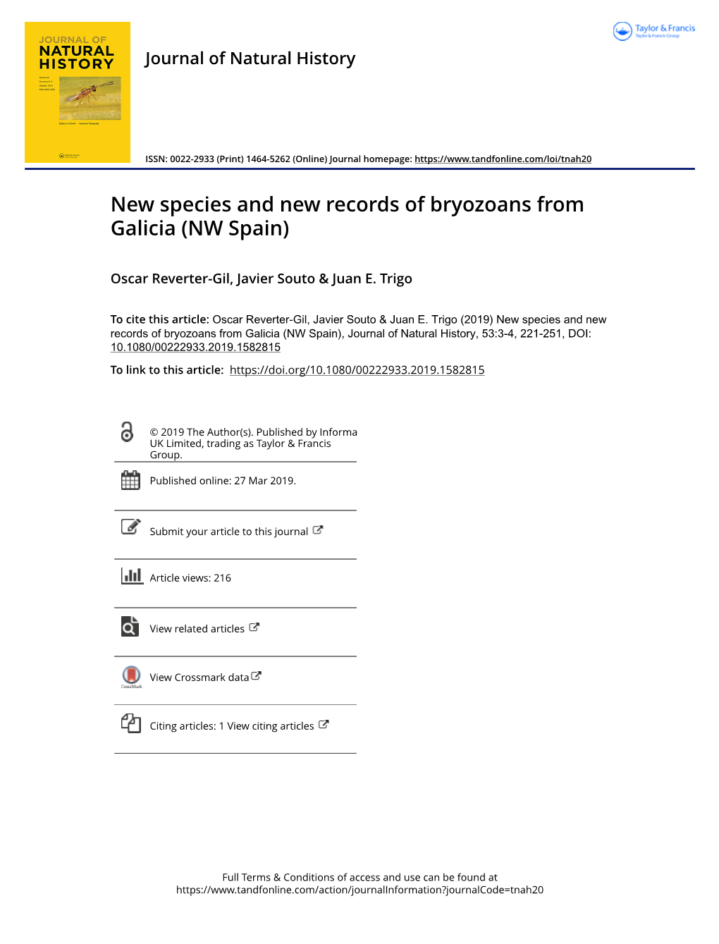 New Species and New Records of Bryozoans from Galicia (NW Spain)