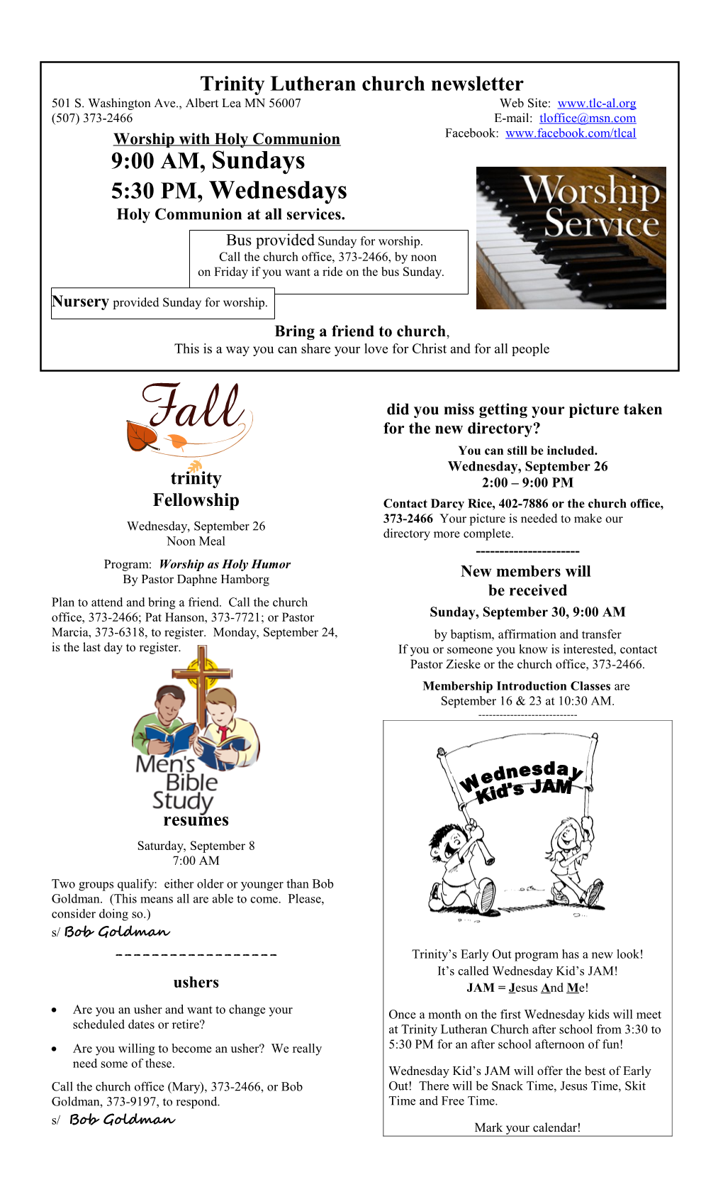 Trinity Lutheran Church Newsletter