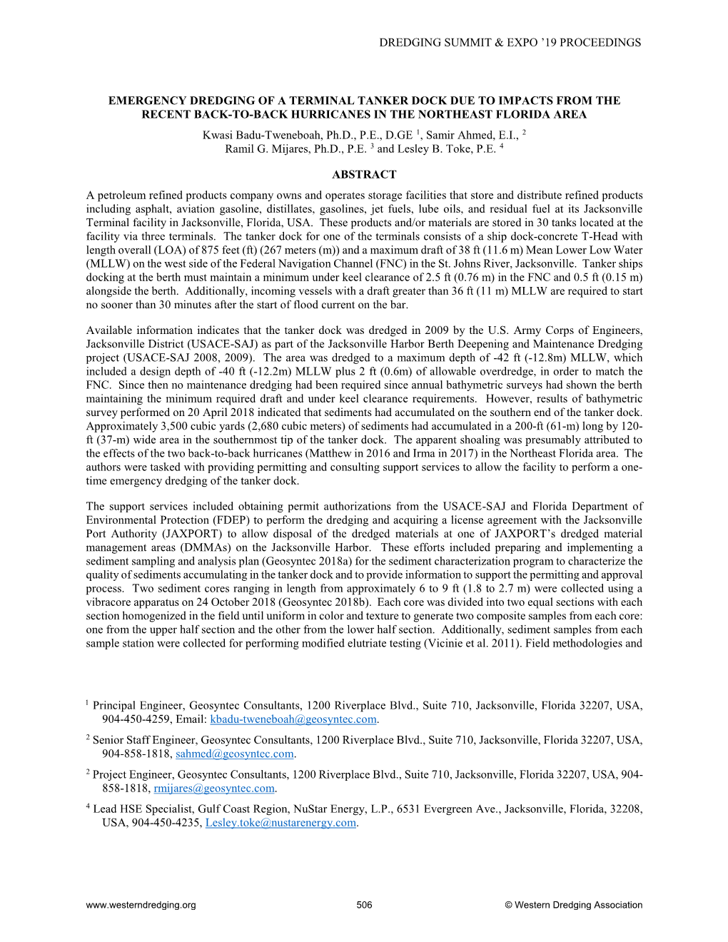 Emergency Dredging of a Terminal Tanker Dock Due to Impacts From