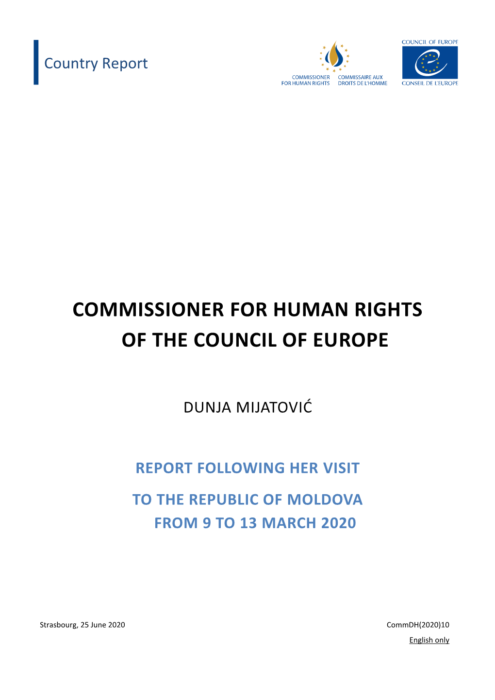 Commdh(2020)10 E Report on Moldova