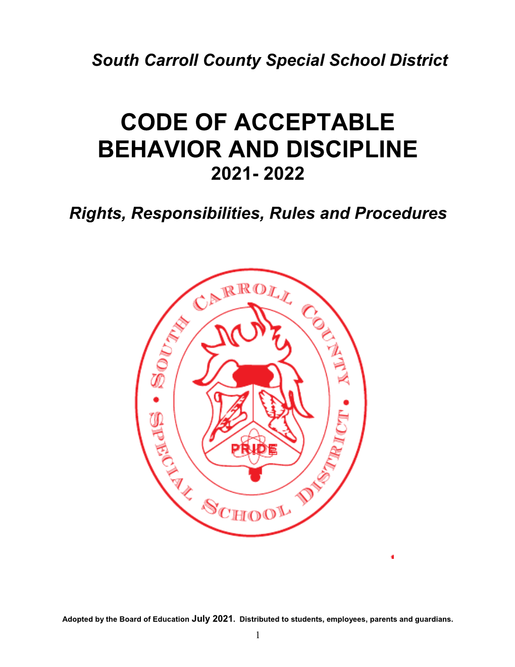 Code of Acceptable Behavior and Discipline 2021- 2022