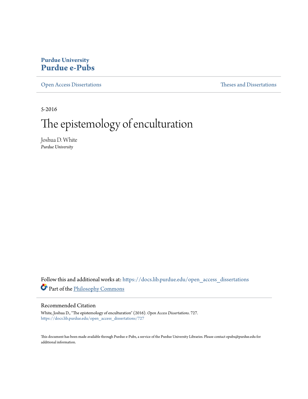 The Epistemology of Enculturation Joshua D