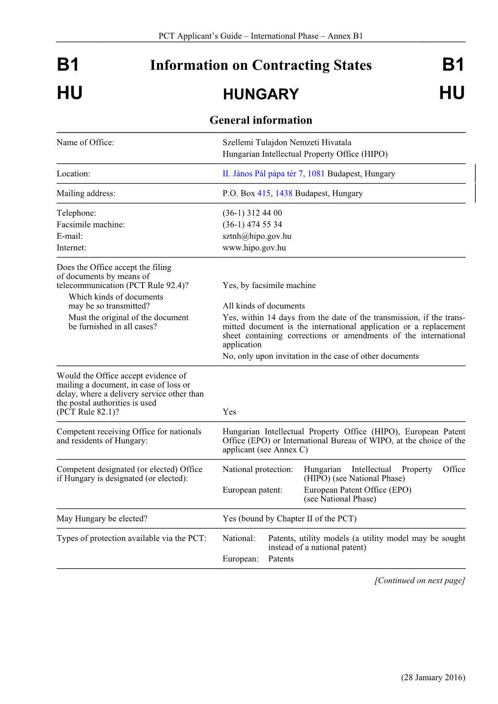 PCT Applicant's Guide – International Phase – Annex B