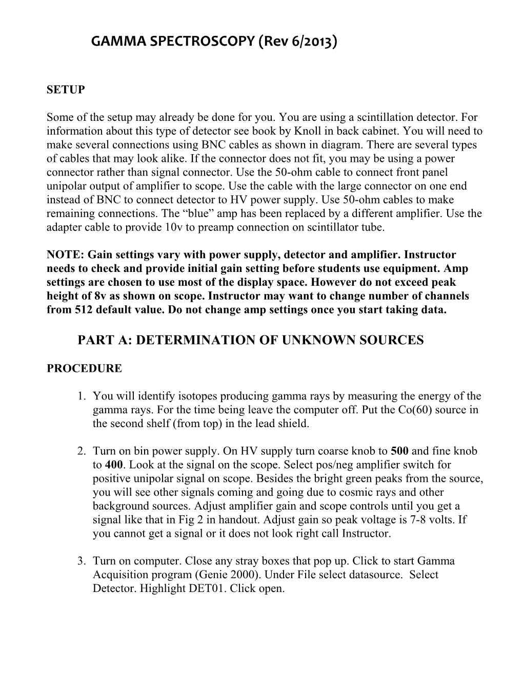 Determination of Unknown Gamma Source