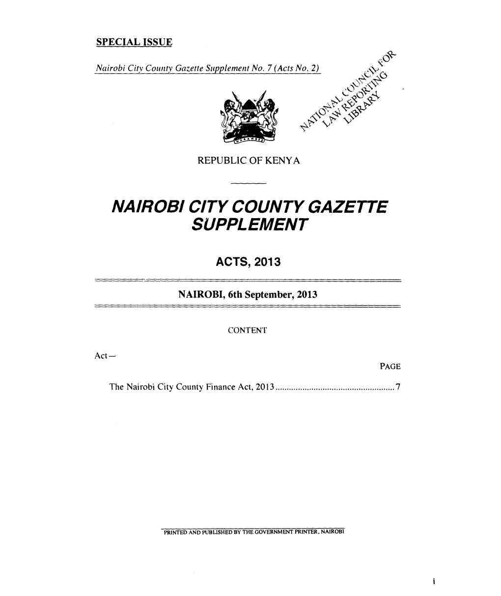 Nairobi City County Finance Act, 2013 7