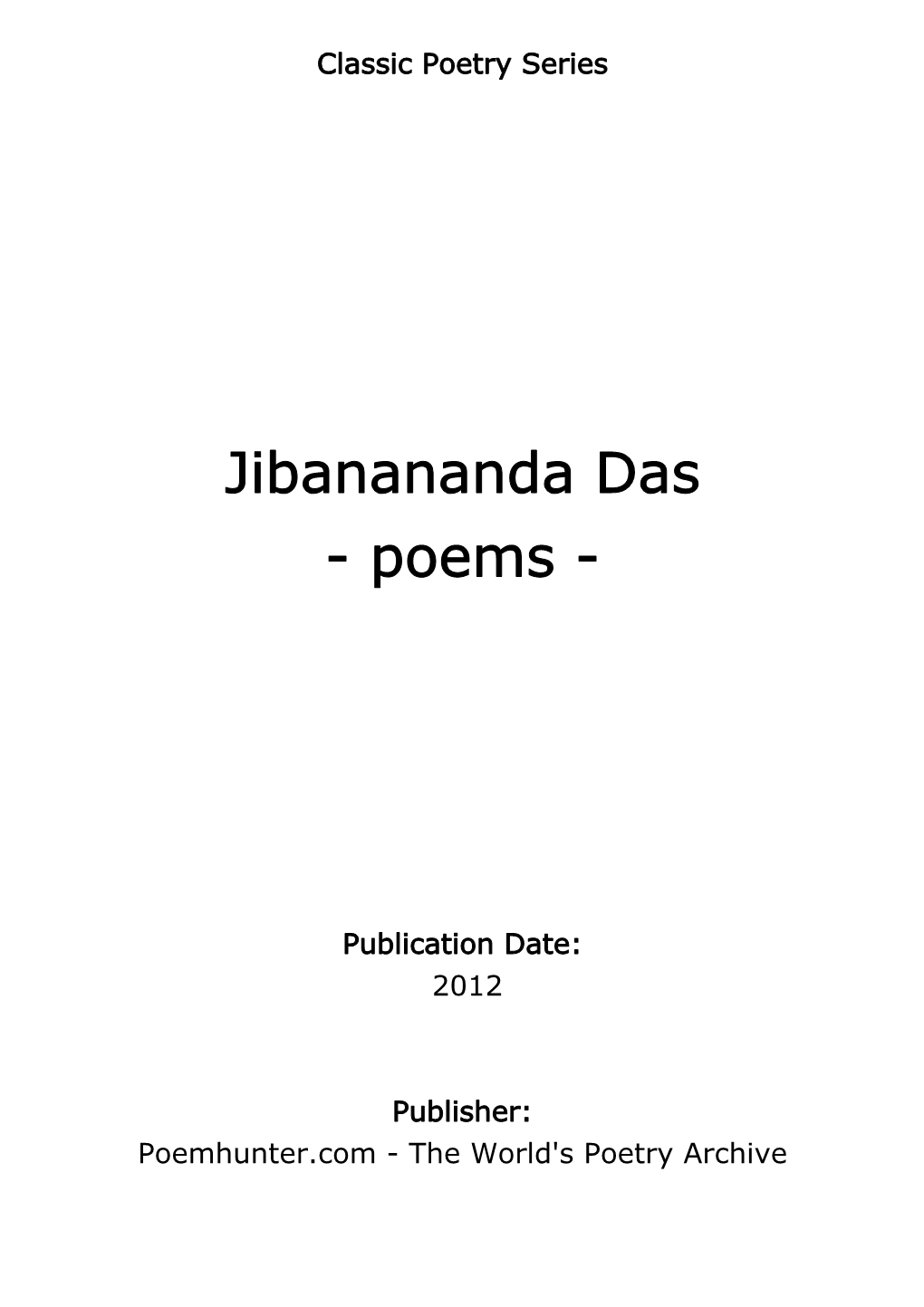 Jibanananda Das - Poems