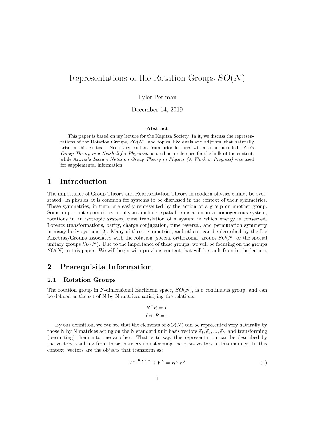 Representations of the Rotation Groups SO(N)