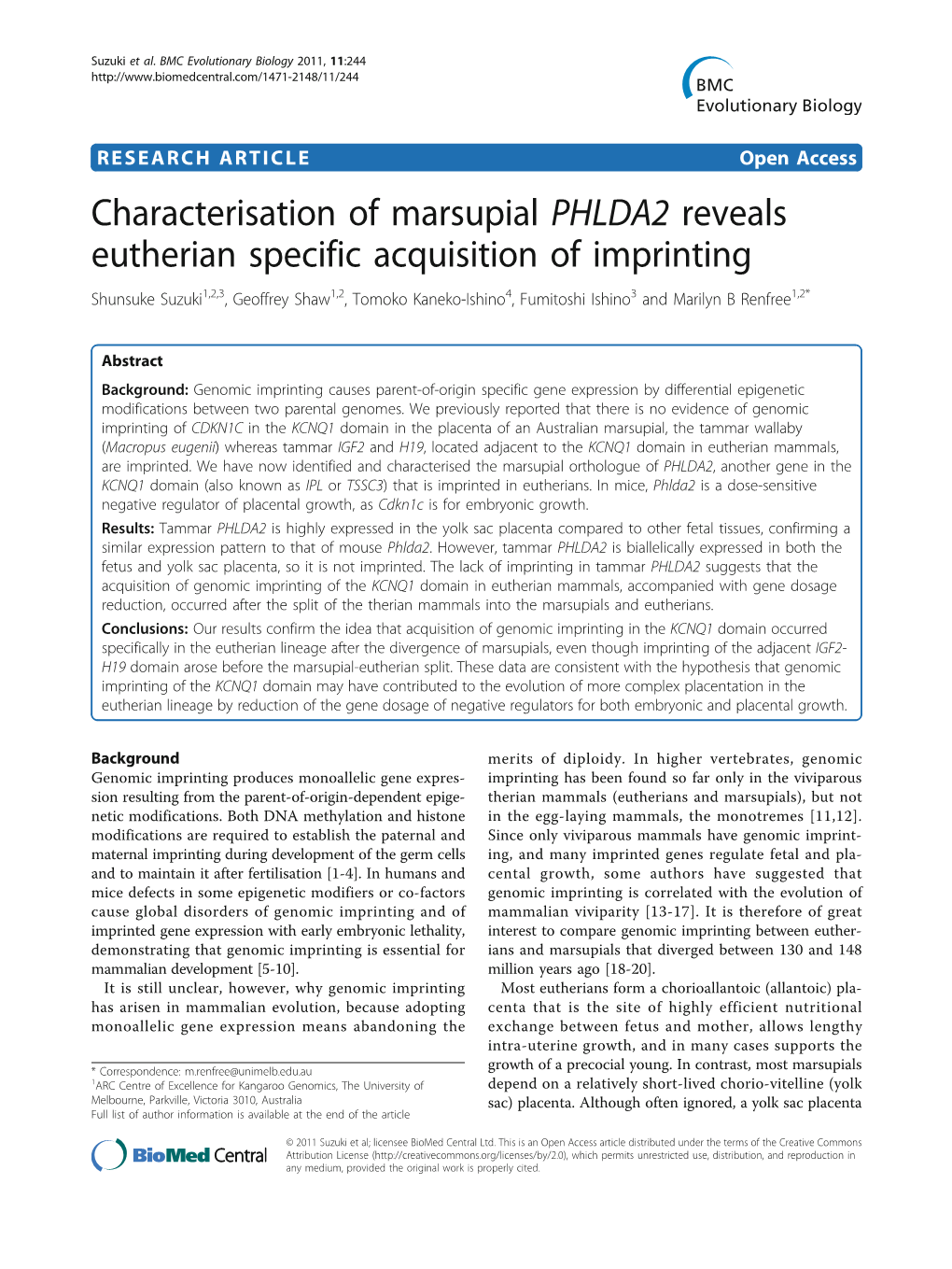 Characterisation of Marsupial PHLDA2 Reveals
