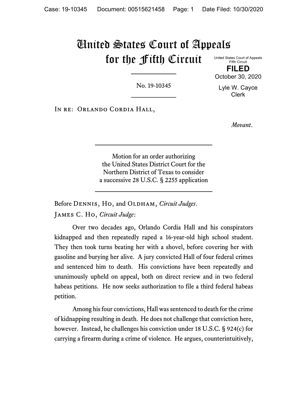 United States Court of Appeals for the Fifth Circuit Fifth Circuit FILED October 30, 2020