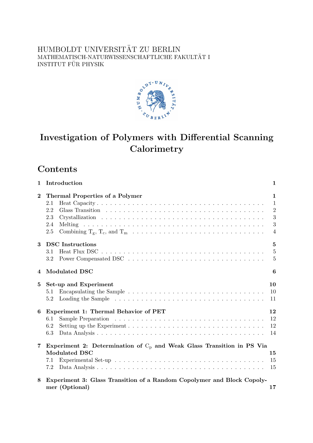 Investigation of Polymers with Differential Scanning Calorimetry