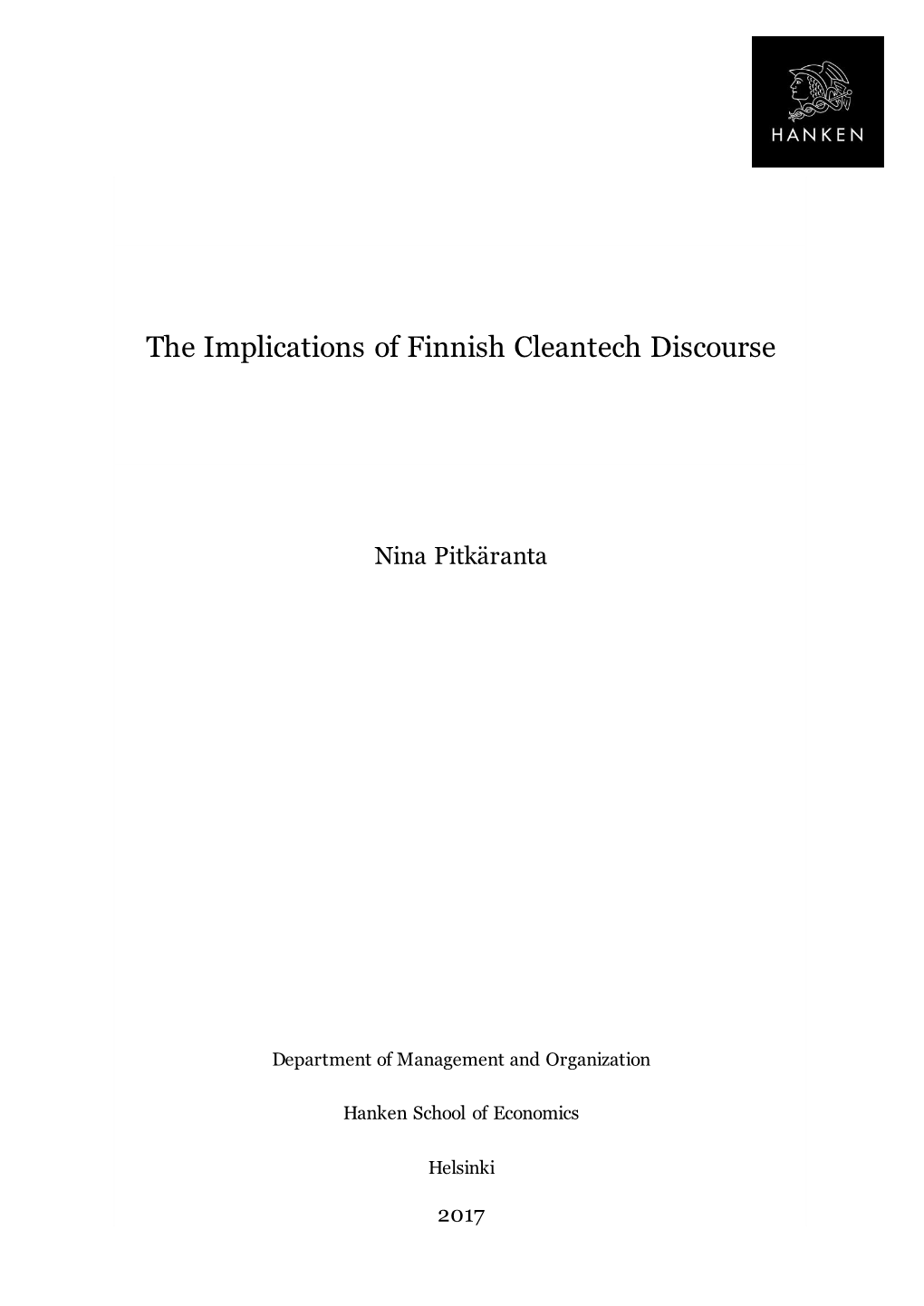 The Implications of Finnish Cleantech Discourse
