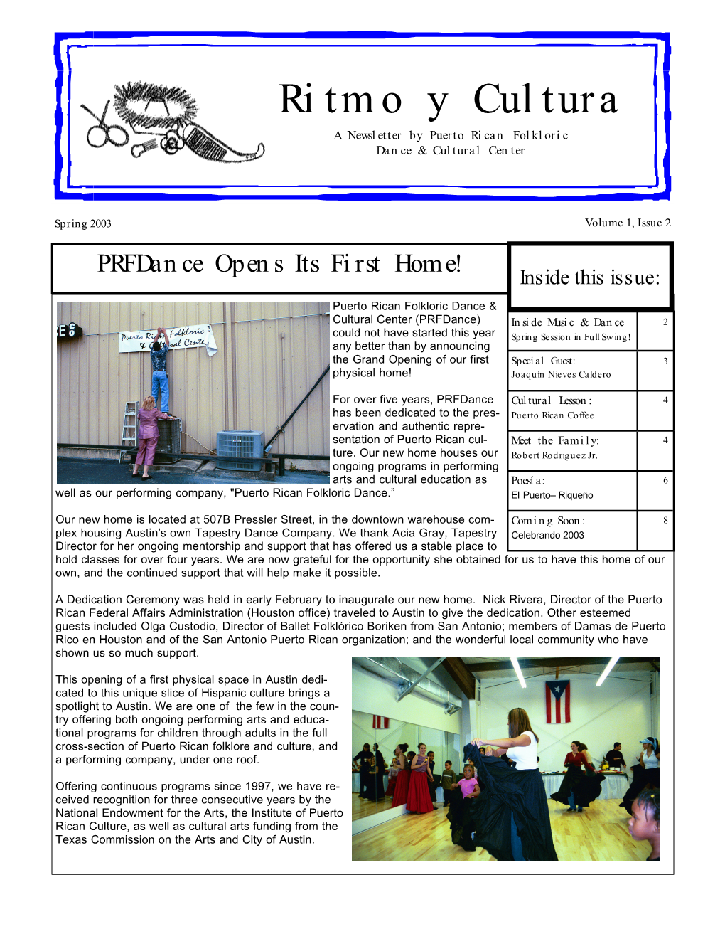 Ritmo Y Cultura a Newsletter by Puerto Rican Folkloric Dance & Cultural Center