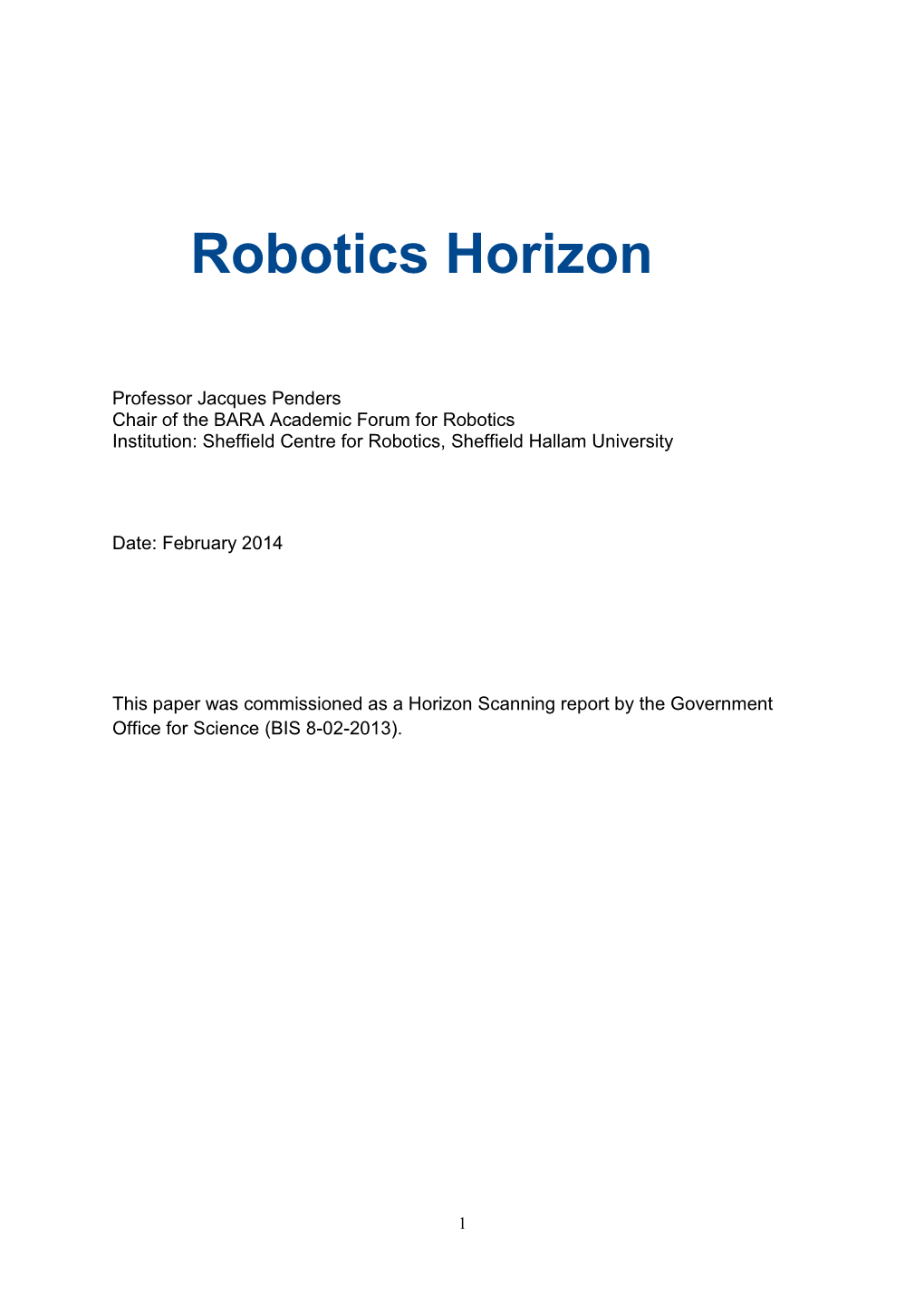 Robotics Horizon