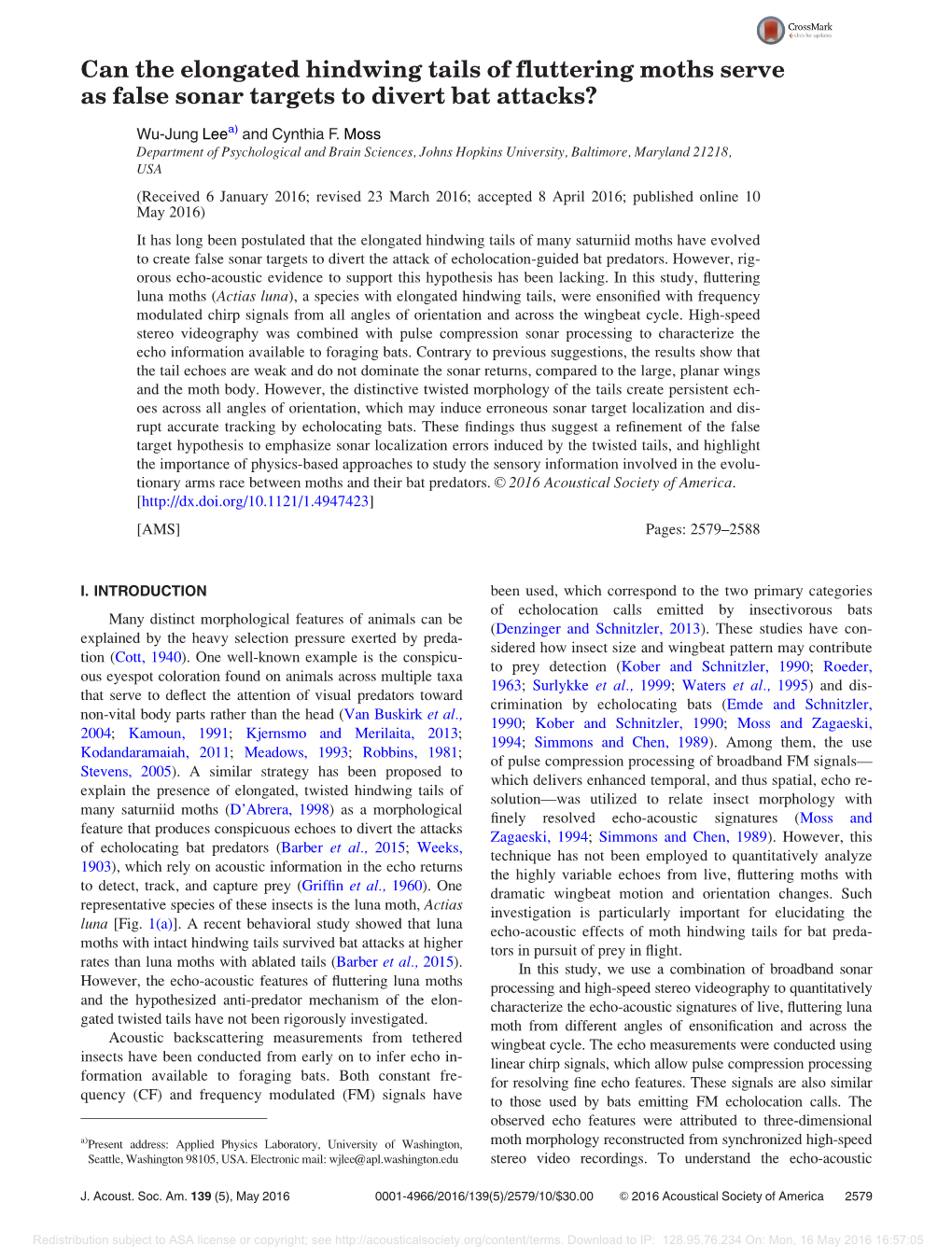 Can the Elongated Hindwing Tails of Fluttering Moths Serve As False Sonar Targets to Divert Bat Attacks?