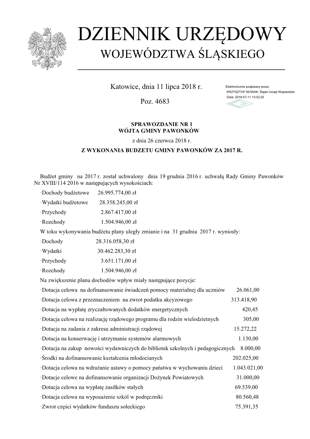 Sprawozdanie Nr 1 Z Dnia 26 Czerwca 2018 R