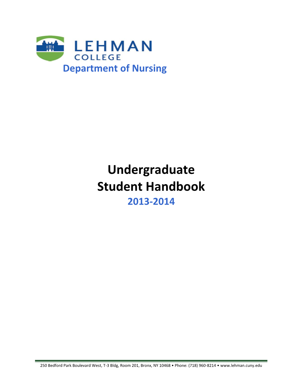 Undergraduate Student Handbook 2013-2014