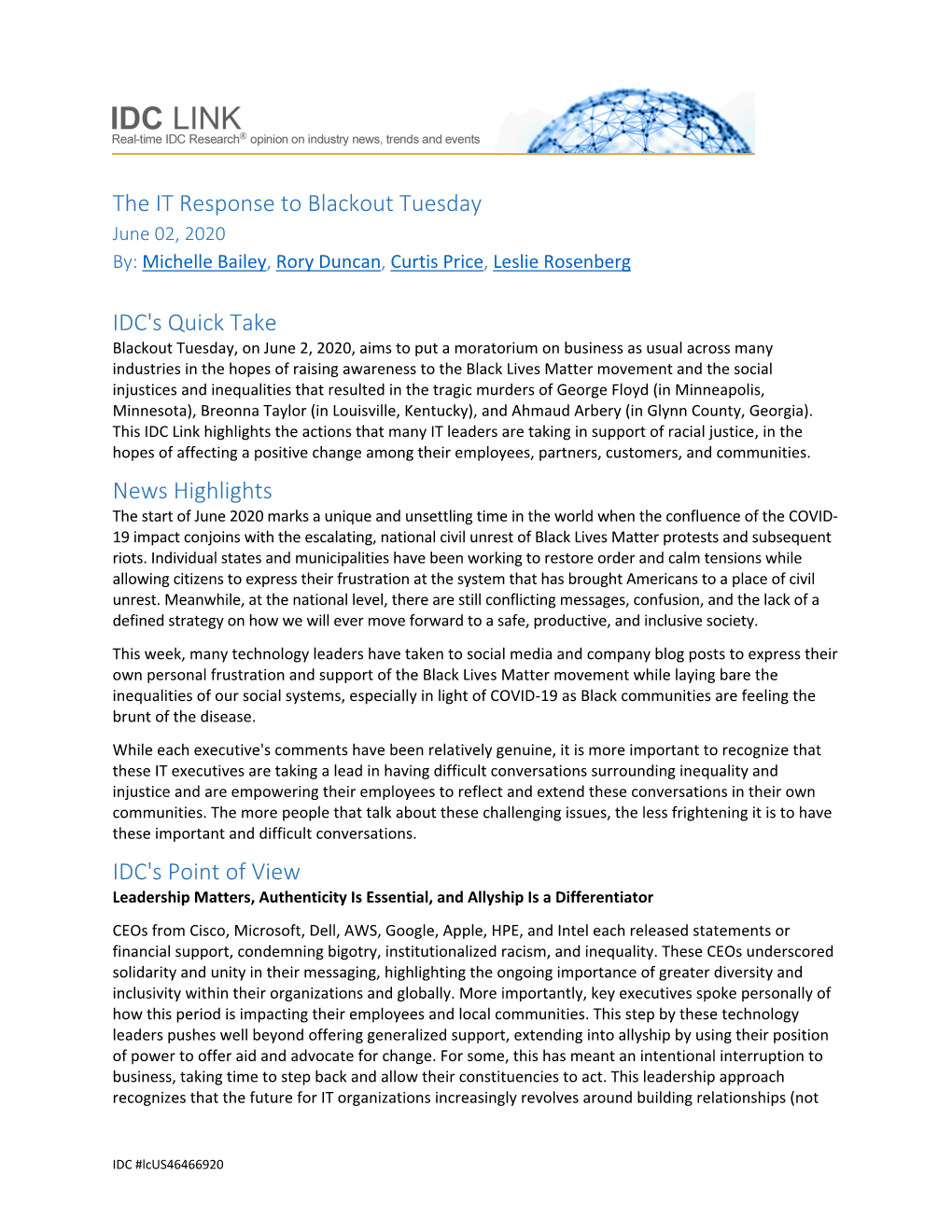 IDC Report: the IT Response to Blackout Tuesday