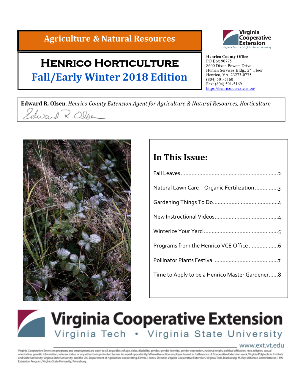 Henrico Horticulture Fall/Early Winter 2018 Edition