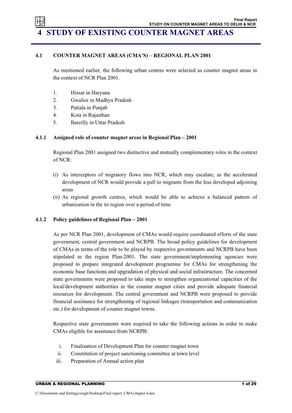 Study of Existing Counter Magnet Areas