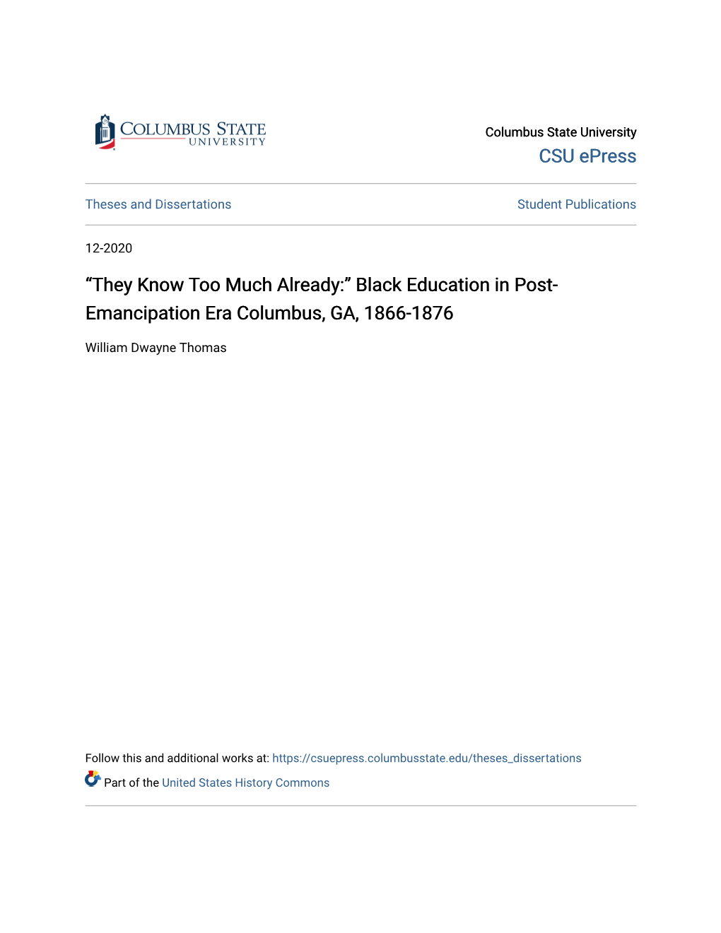 “They Know Too Much Already:” Black Education in Post-Emancipation