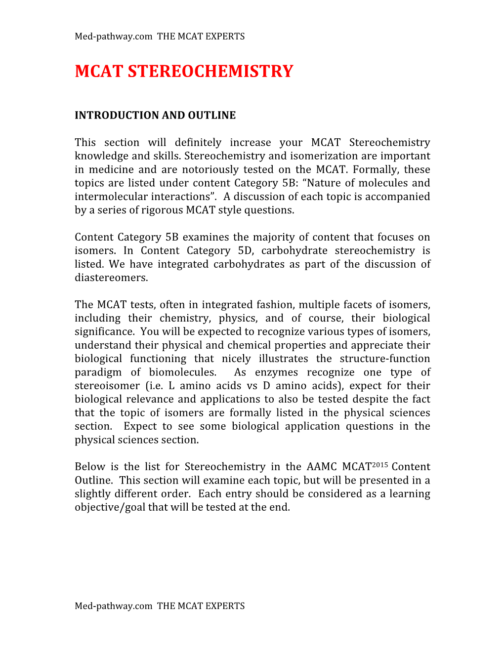 Mcat Stereochemistry