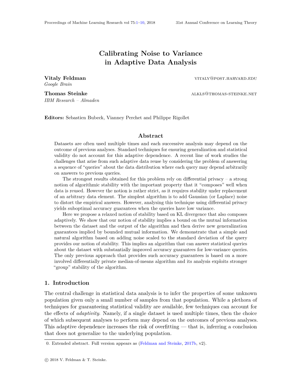 Calibrating Noise to Variance in Adaptive Data Analysis