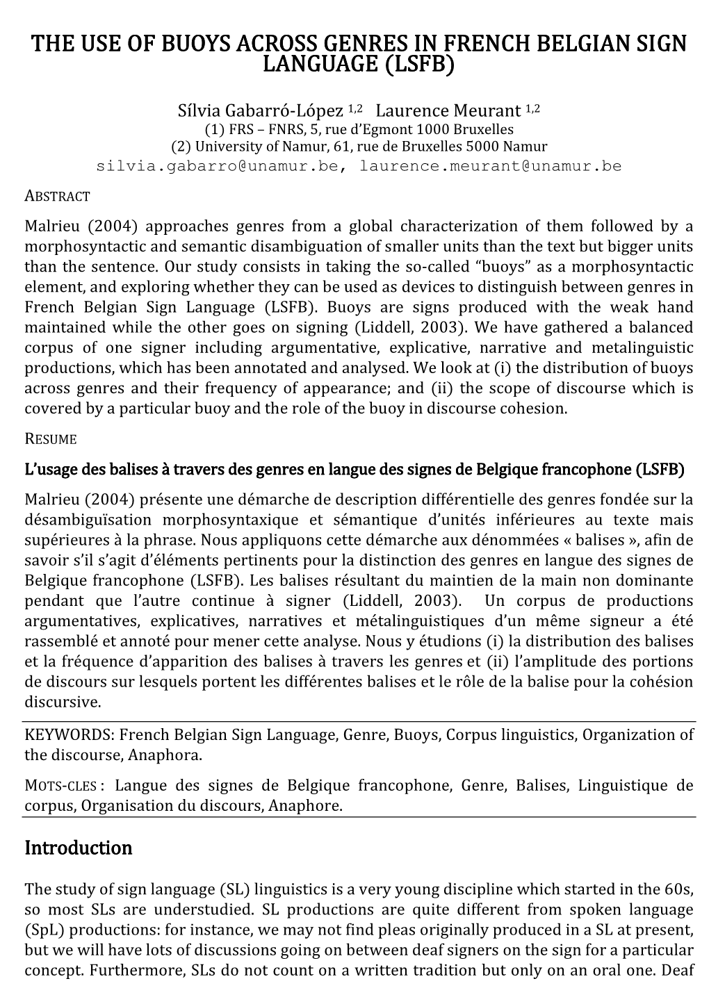 The Use of Buoys Across Genres in French Belgian Sign Language (Lsfb)