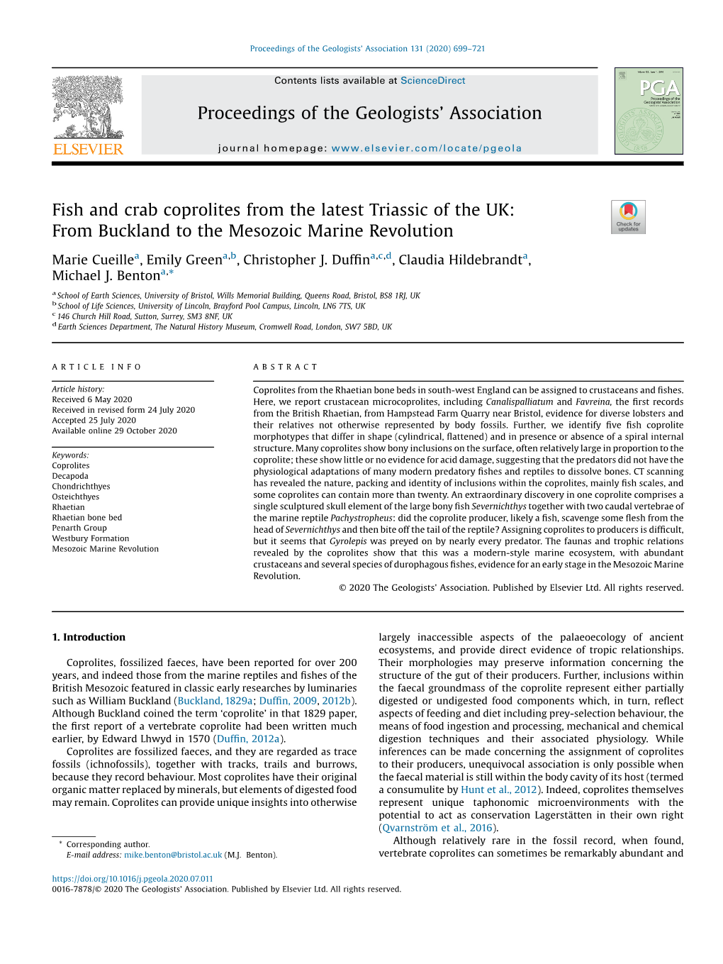 Fish and Crab Coprolites from the Latest Triassic of the UK: from Buckland