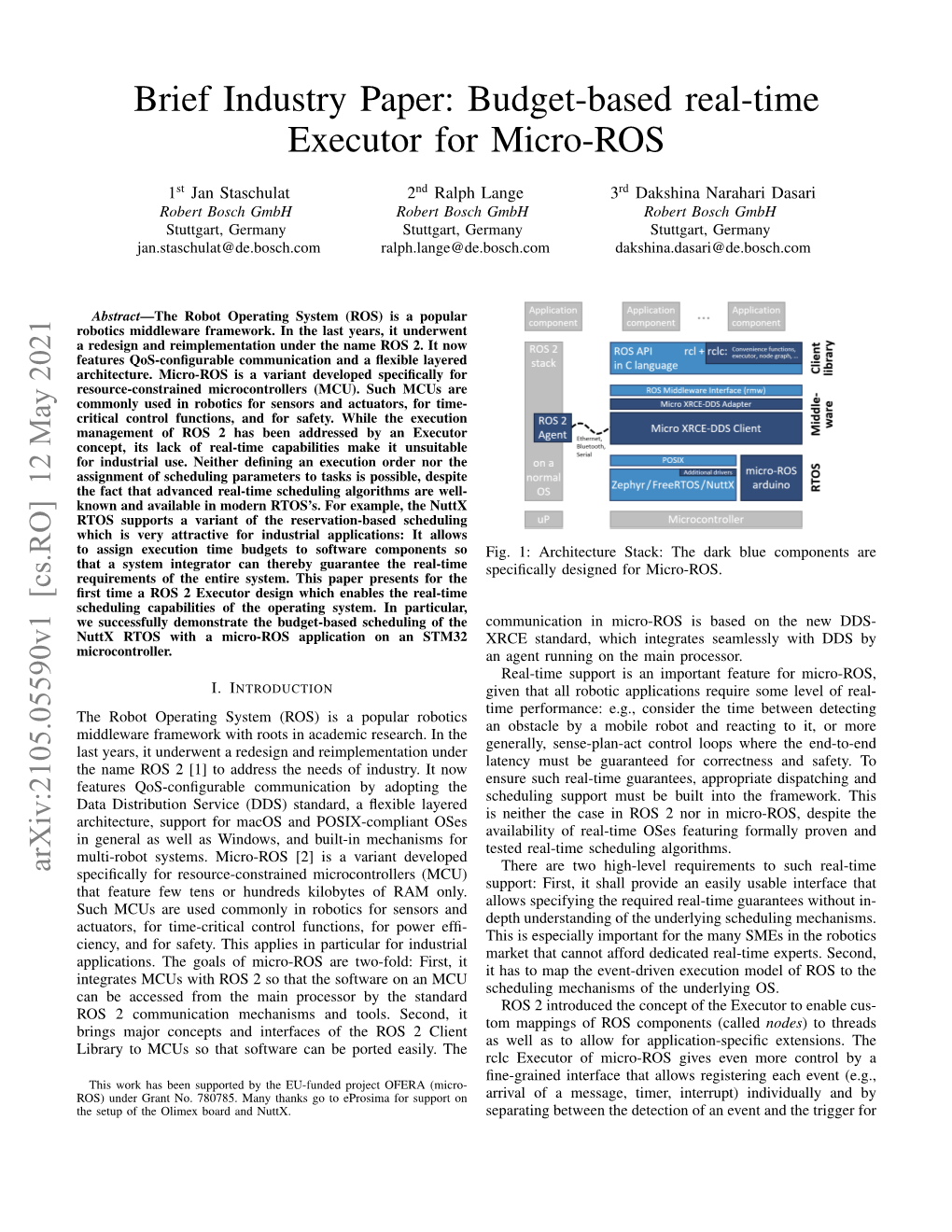 Brief Industry Paper: Budget-Based Real-Time Executor for Micro-ROS