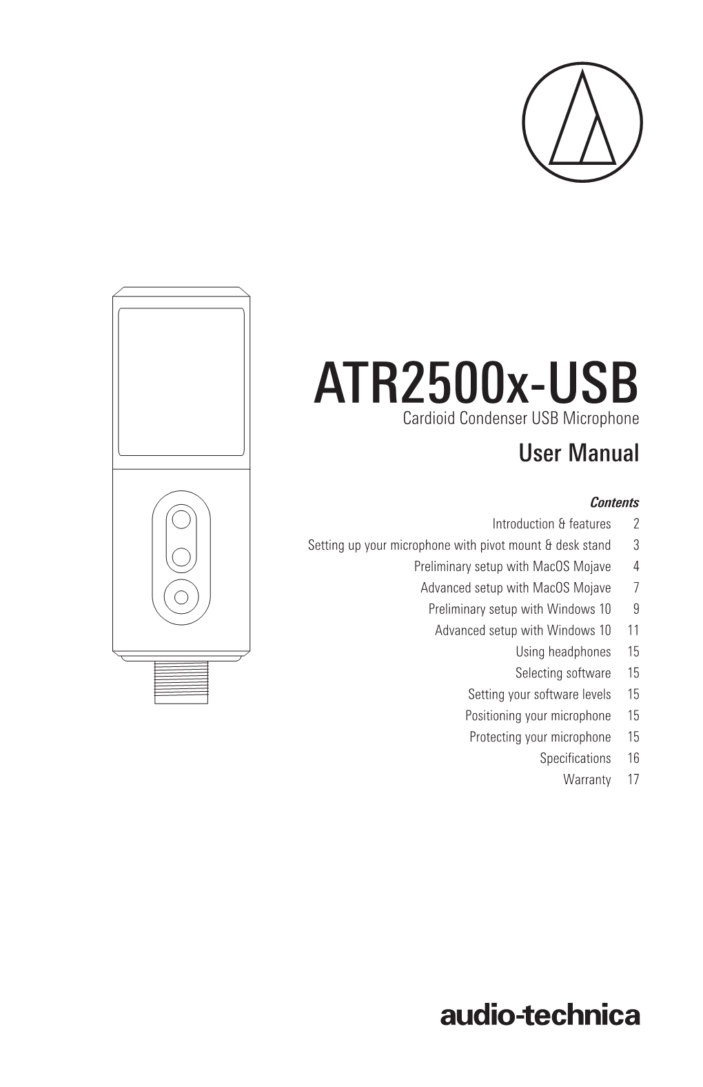 Audio-Technica Atr2500x-USB Cardioid Condenser Microphone