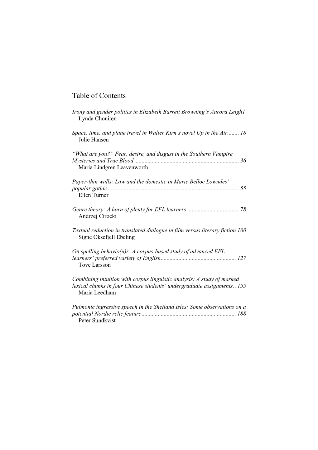 Table of Contents