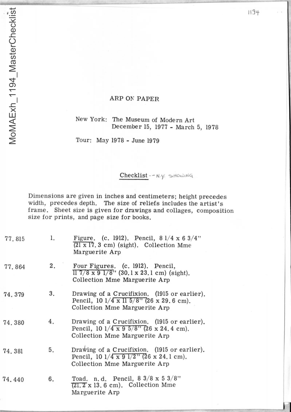 Momaexh 1194 Masterchecklist