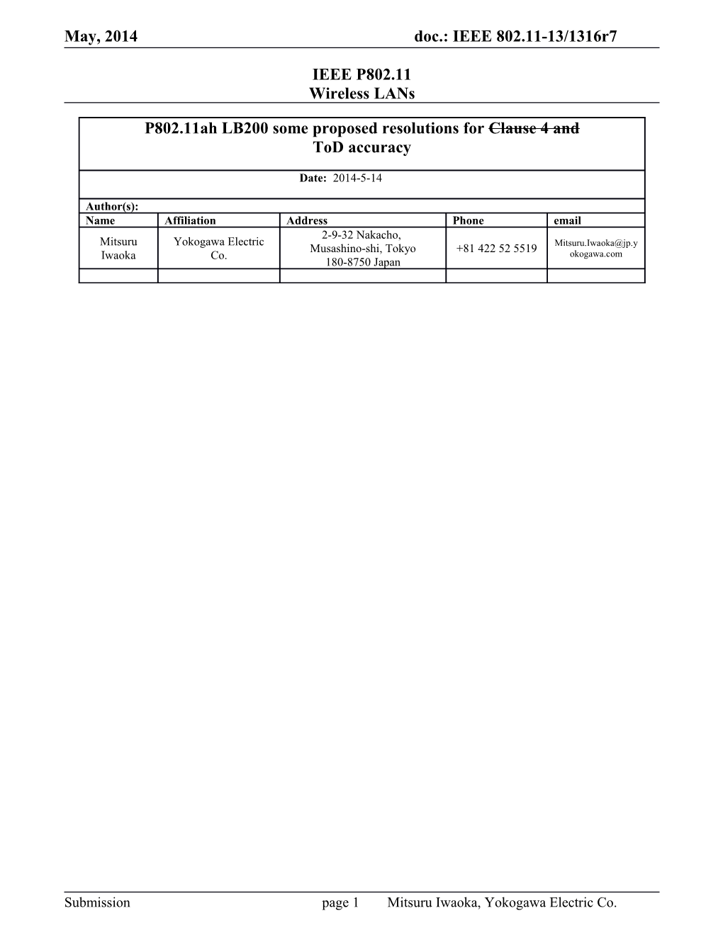 Proposed Resolutons for Time of Departure Accuracy