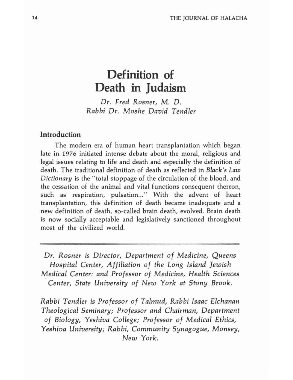 Definition of Death in Judaism Dr