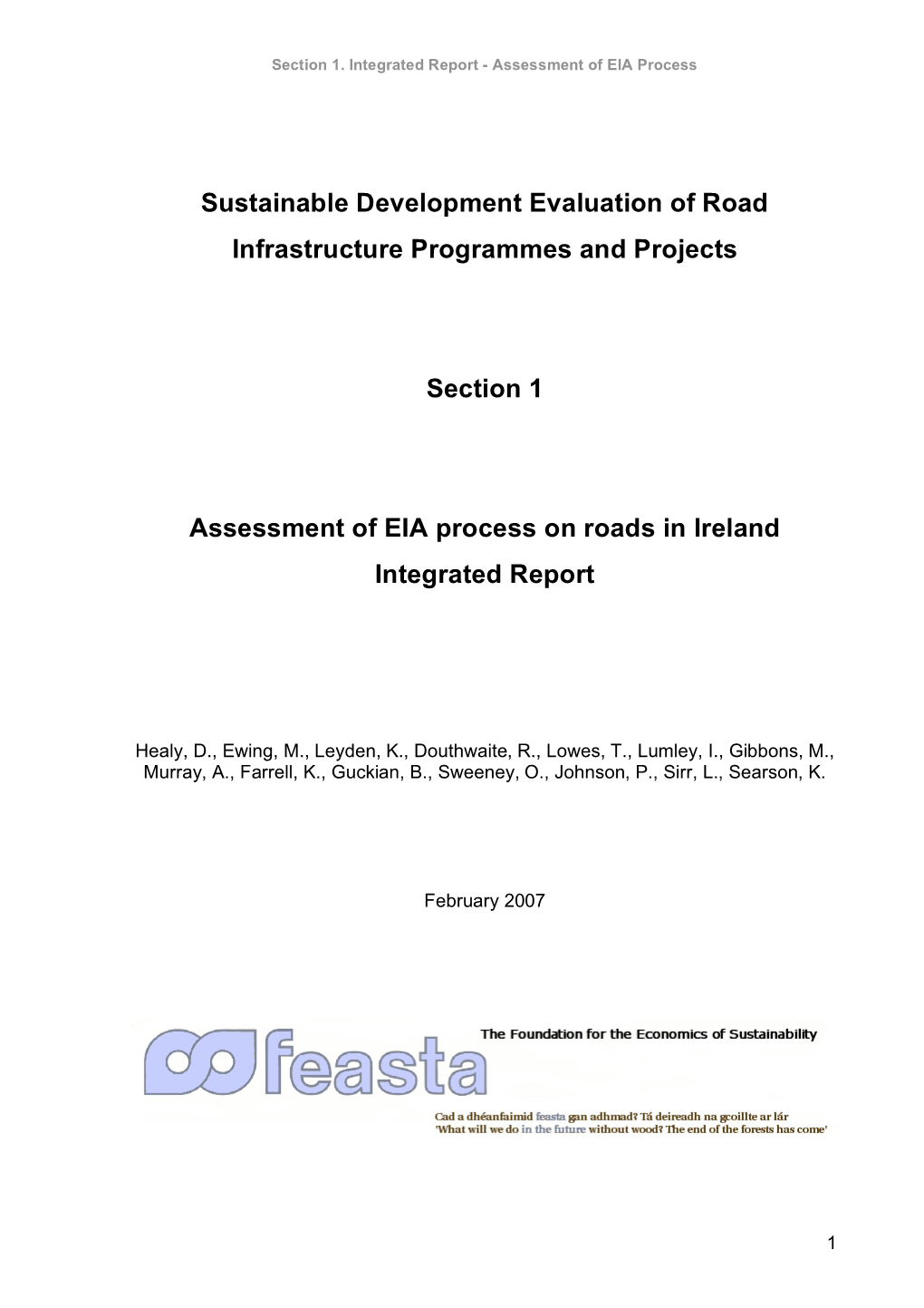 Assessment of EIA Process on Roads in Ireland Integrated Report