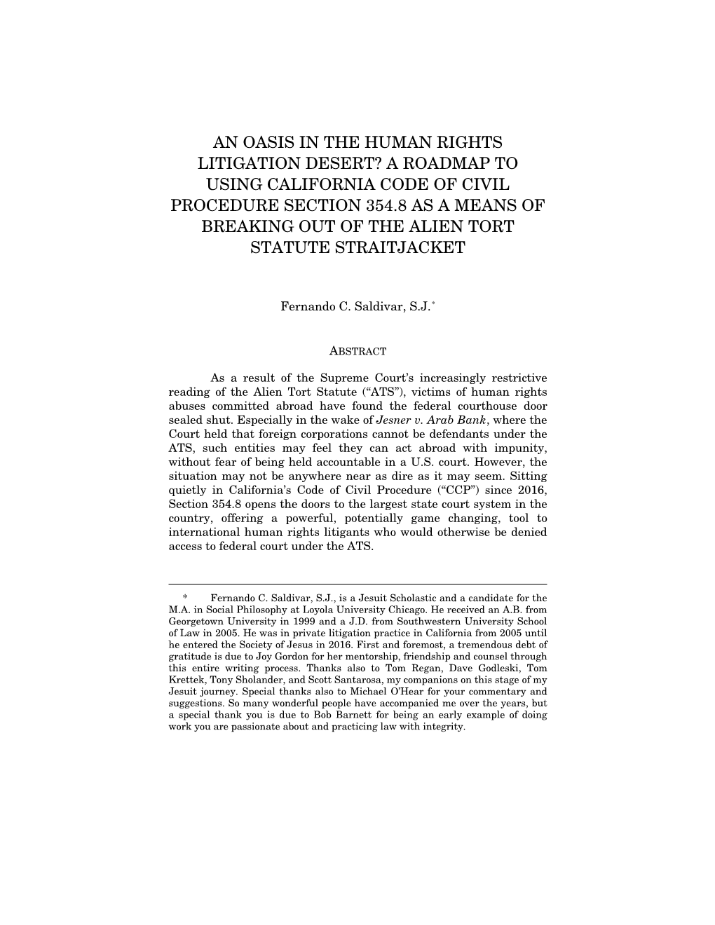 An Oasis in the Human Rights Litigation Desert?