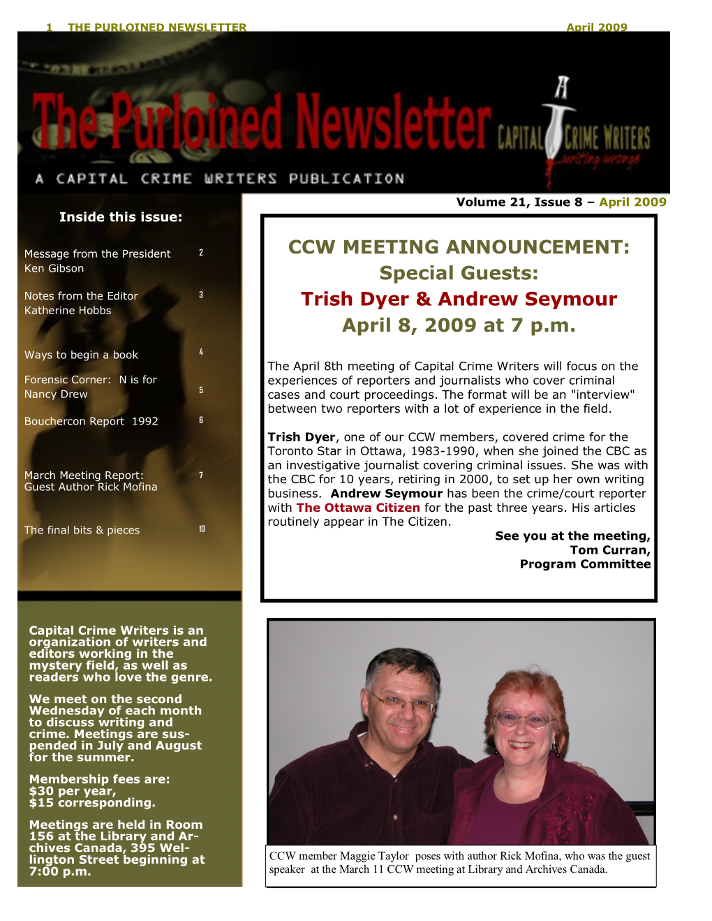 CCW MEETING ANNOUNCEMENT: Special